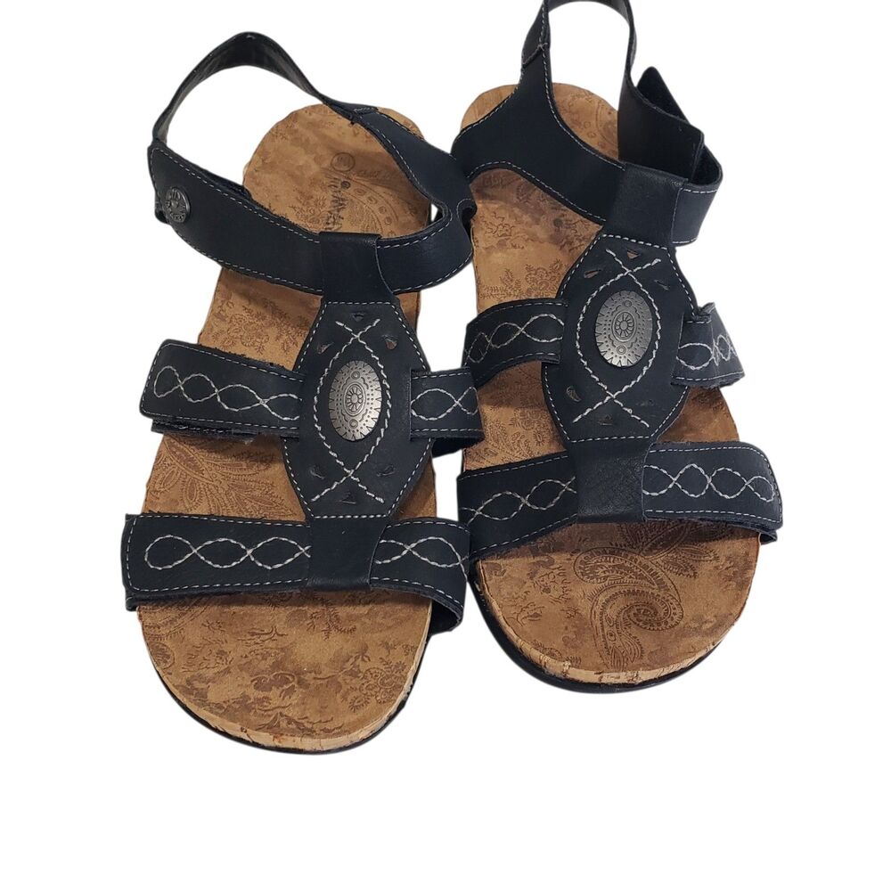 Bearpaw Women's Black Faux Leather Sandals, Size 11